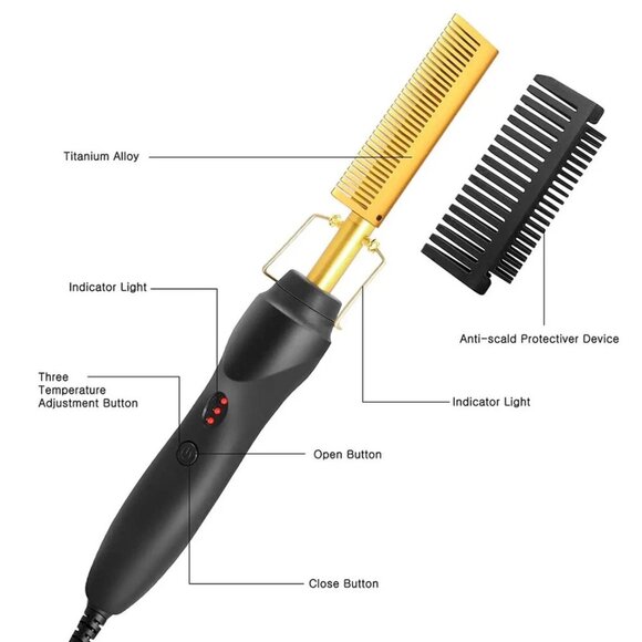 Hair Straightener Comb Pro Electric Beard Straightening Comb Heat Hot Comb Press - Picture 6 of 11